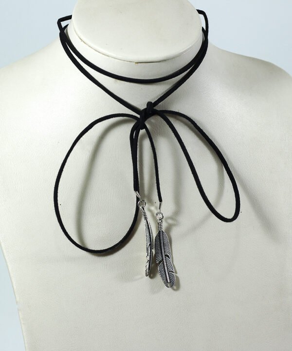 Necklace, Black, 2 leaves