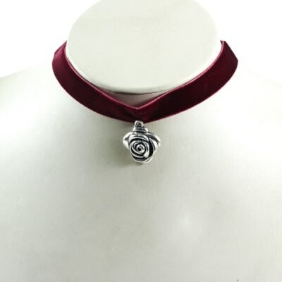 Choker, Maroon, Flower