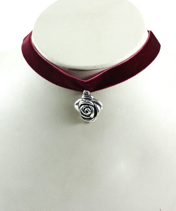 Choker, Maroon, Flower