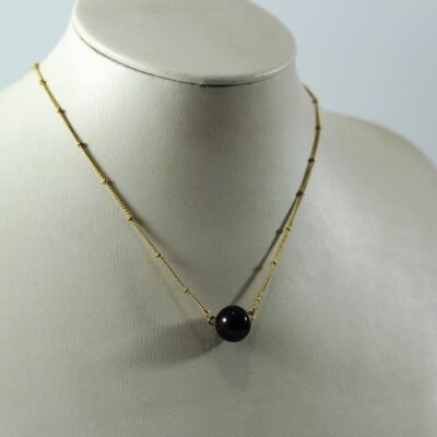 Necklace, Golden, Black Bead