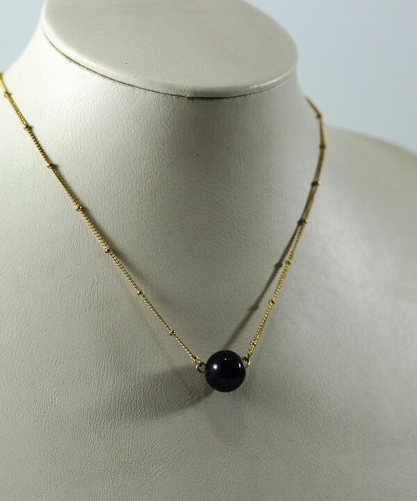 Necklace, Golden, Black Bead
