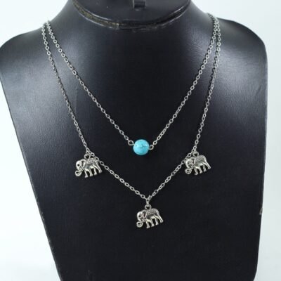 Necklace, Elephants & Blue bead