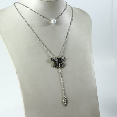 Necklace, Butterfly, Leaf & Bead