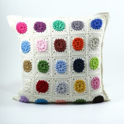Cushion's cover, Off-white, Colorful flowers