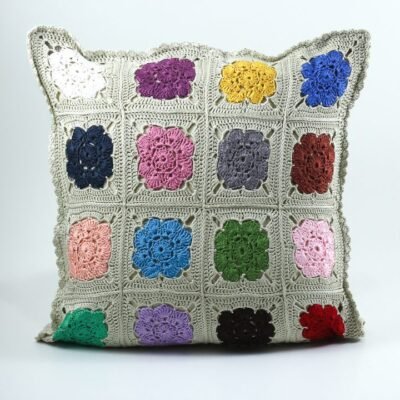 Cushion's cover,, Grey, Circle colorful flowers