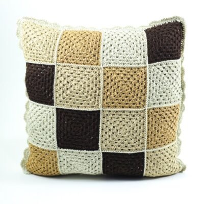 Cushion's cover, Beige color, with Brown squares