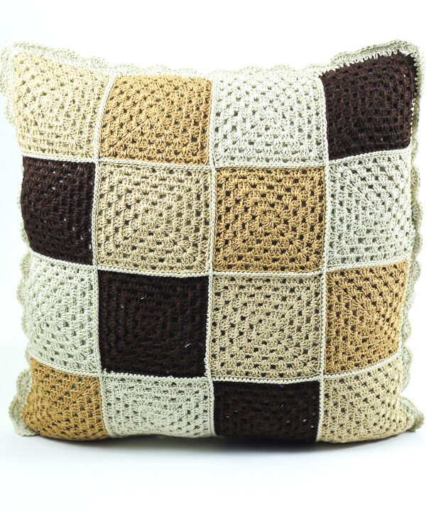 Cushion's cover, Beige color, with Brown squares