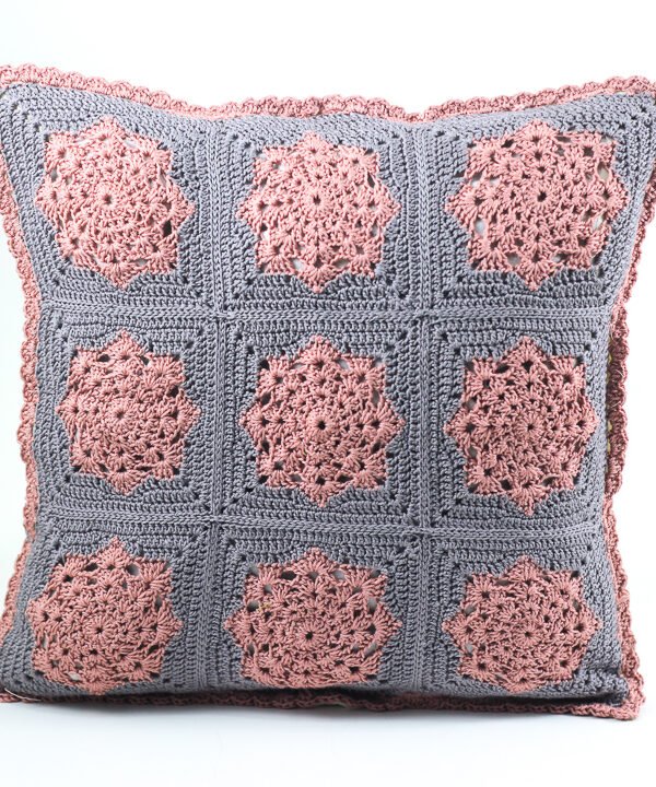 Cushion's cover, Dark grey, with Rose Madnalas & edges