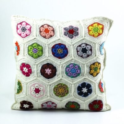 Cushion's cover, White, Colorful mandalas