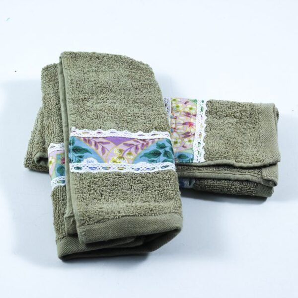 Set of 2 hand towels, Olive color