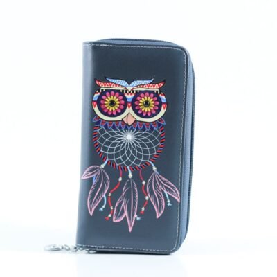 Wallet Grey Blue Owl Dream Catcher