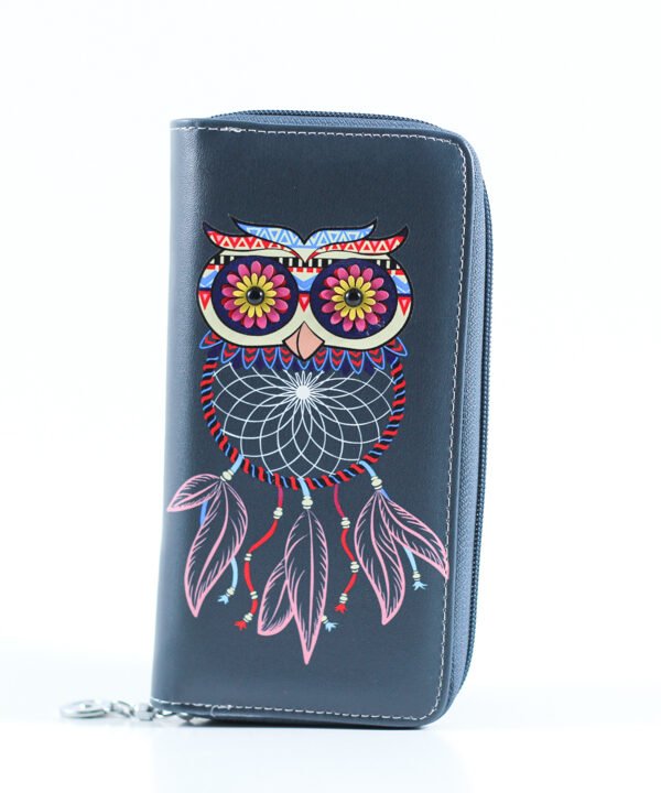 Wallet Grey Blue Owl Dream Catcher
