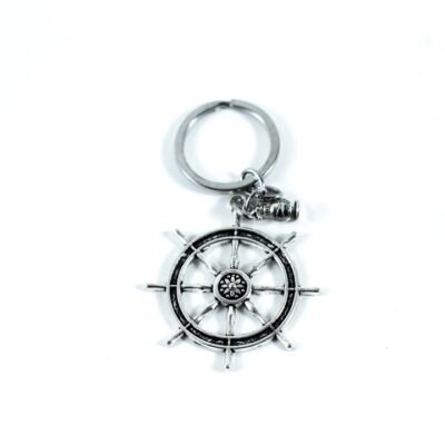 Key Chain Silver Ship's wheel