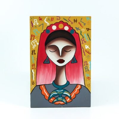 Wall Frame Light Red & Grey upper Egypt woman