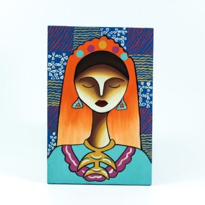 Wall Frame Orange & Turquoise upper Egypt woman
