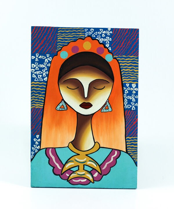 Wall Frame Orange & Turquoise upper Egypt woman