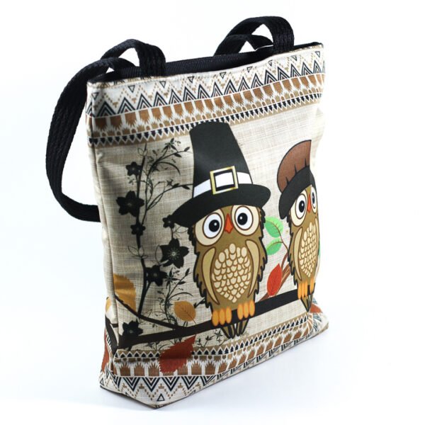Handbag Light Brown color, with 2 Owls - Image 2
