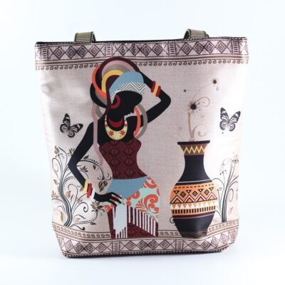 Handbag African Shape "Woman and a vase"