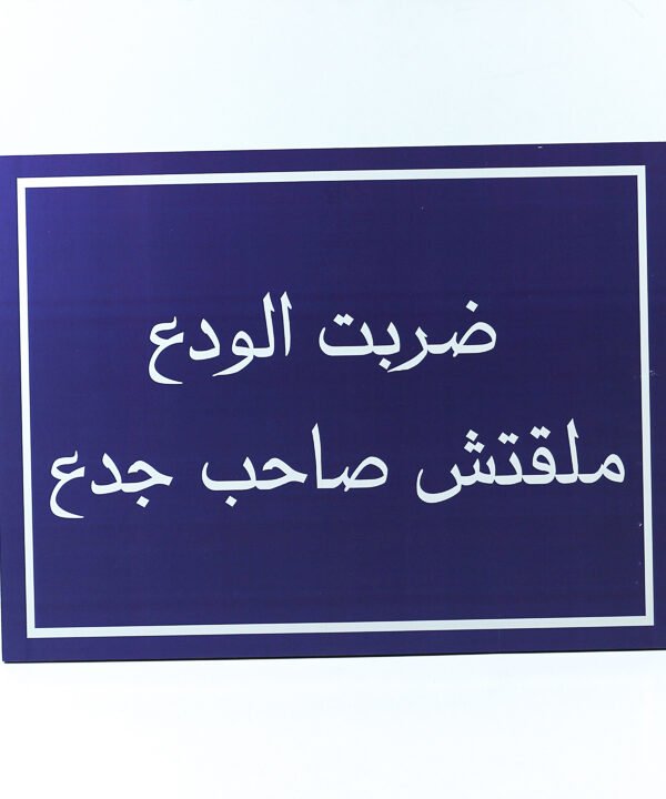 تابلوه حائط لون ازرق "ضربت الودع ملقتش صاحب جدع"