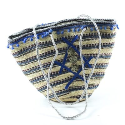 Handbag, Golden Coins & Blue Stripes