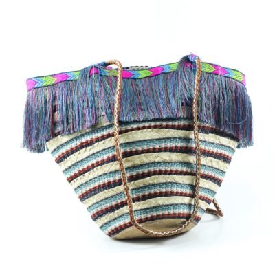 Handbag, Stripes, Turquoise, Orange and Grey