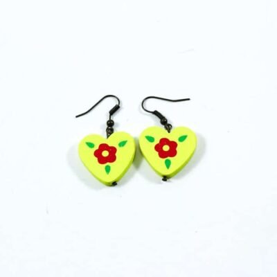 Earing Wooden Yellow heart