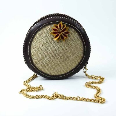 Handbag, Dark brown, Flower
