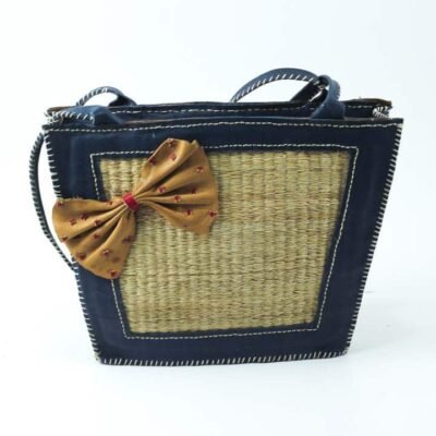 Handbag, Petroleum, Beige Vionka
