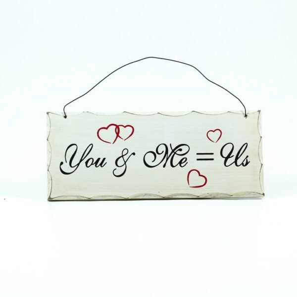 Wall frame, white, "You & Me = Us"