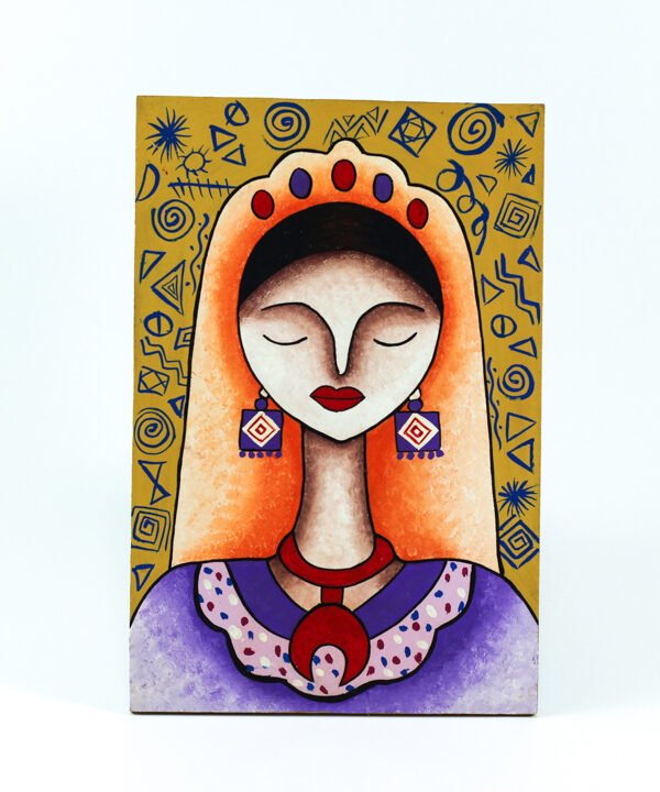 تابلوه حائط برتقالى وبنفسجى "سيدة الريف"