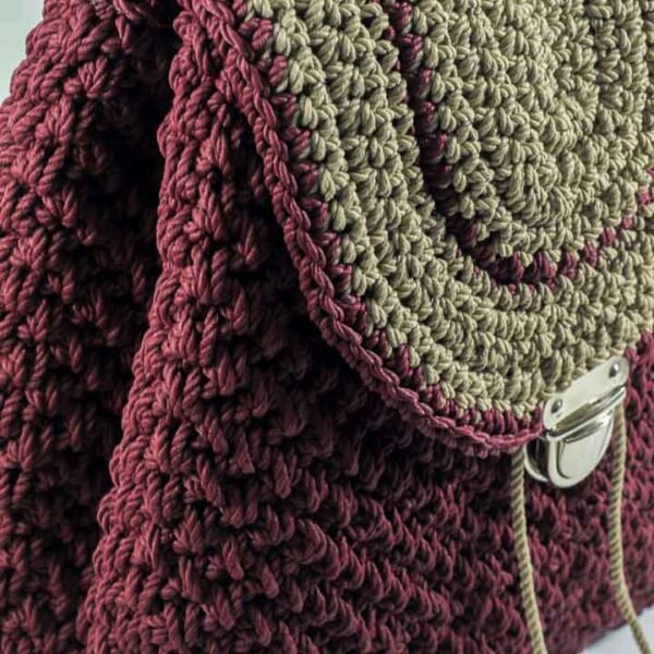 Backpack, Maroon and beige - Image 2