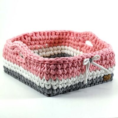 Nest basket, Pink and white
