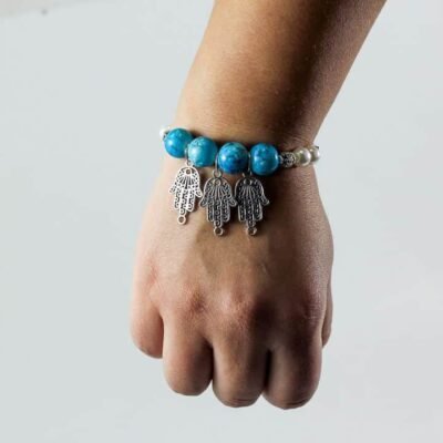 Bracelet, Silver colored 3 palms