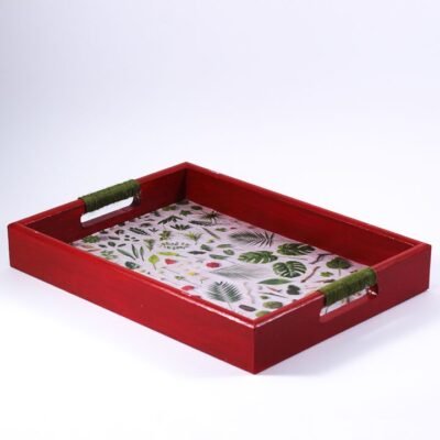 Tray, Mix leafs, Red