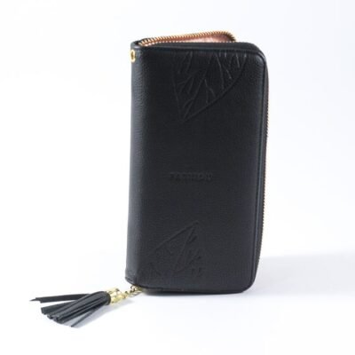 Wallet, Black, Leaves