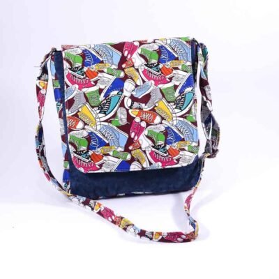 Cross bag, Dark blue and colorful converse shoes