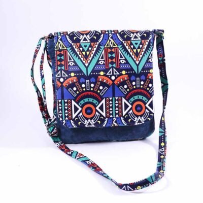 Cross bag, Dark blue and colorful pattern