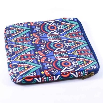 Laptop sleeve, Tribal pattern, Orange, green & yellow, small