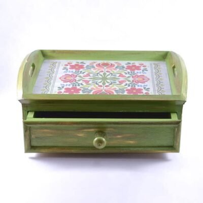 Tray with a drawer, Light green