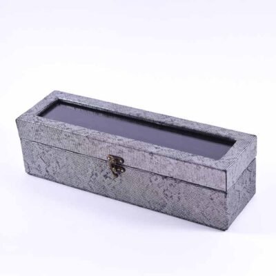 Watches box, Crocodile pattern, Silver